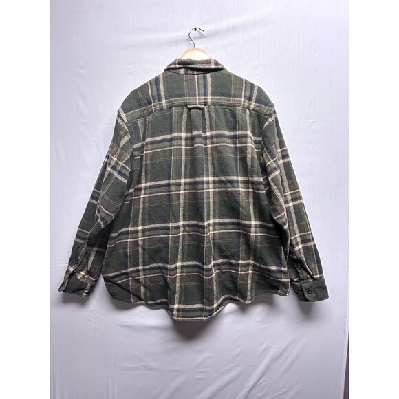 Orvis Flannel Shirt Jacket Mens XXL Olive Green Plaid Shacket W/Pockets - Picture 9 of 9